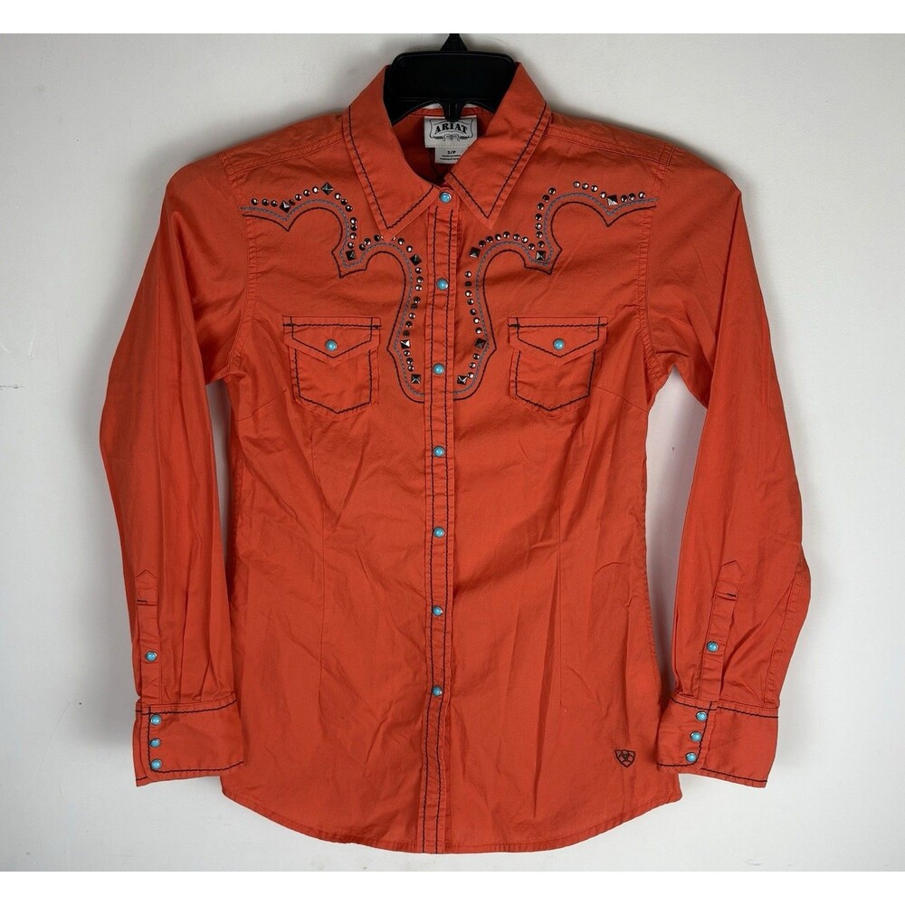 Women’s Ariat Fitted Pearl Snap Shirt / Western / Size Small / Orange